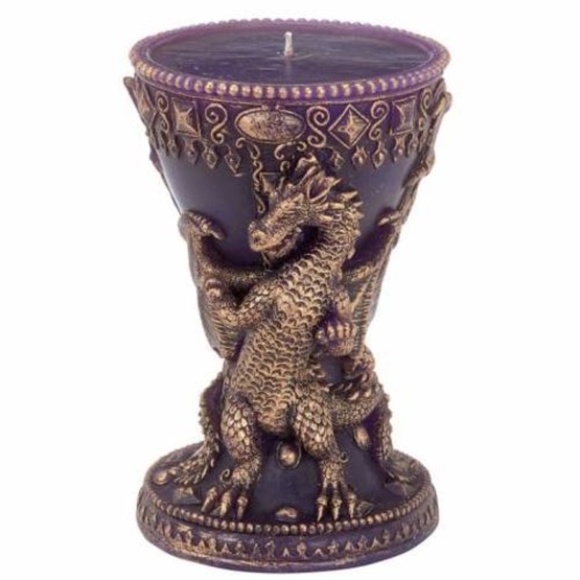 Sculptured 3D Dragon Chalice Wax Candle Purple New - Picture 1 of 8